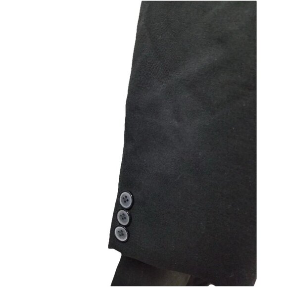 La Mode Vtg Black Mandarin Collar Button Down Gothic Cosplay Jacket w Pockets - Picture 6 of 6